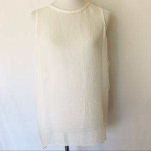 Helmut Lang White Gauze sheer flowy Top